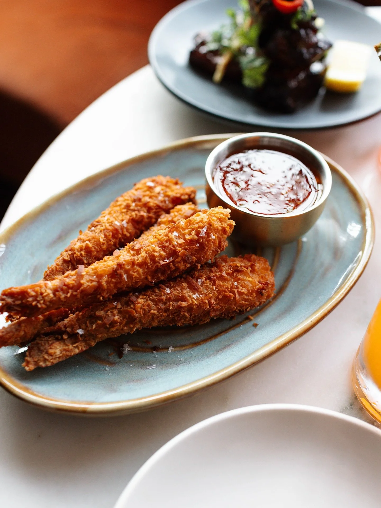 Crispy Coconut Shrimp with lemongrass, galangal, sweet &amp; spicy sauce 🍤🍤🍤