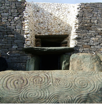 The entrance to Newgrange with Triskelion symbols