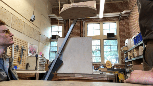 An early prototype with steel counterweights – the mechanism works, but the counterbalance wasn’t sufficiently adjustable and there wasn't enough friction/stick-tion at the pivot.