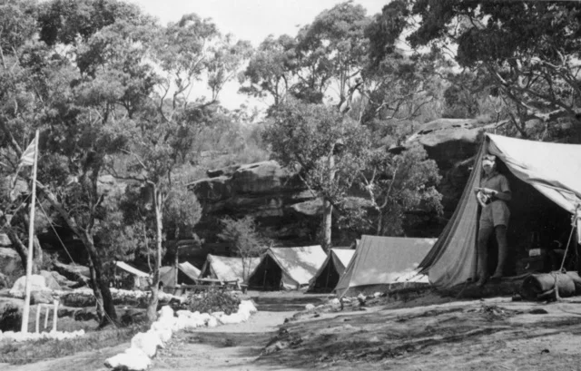 Refuge Bay, Hawkesbury River NSW c1943 01 17 Tent lines for members of Z Special Unit Australian Services Reconnaissance Department at a training camp They were preparing for Operation Jaywick in which operat.jpg