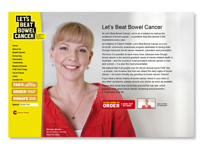 Website with Bowel Cancer-survivor stories