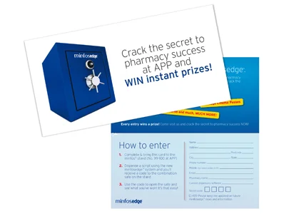 Direct mail invitation to attend minfos stand at a national pharmacy trade show