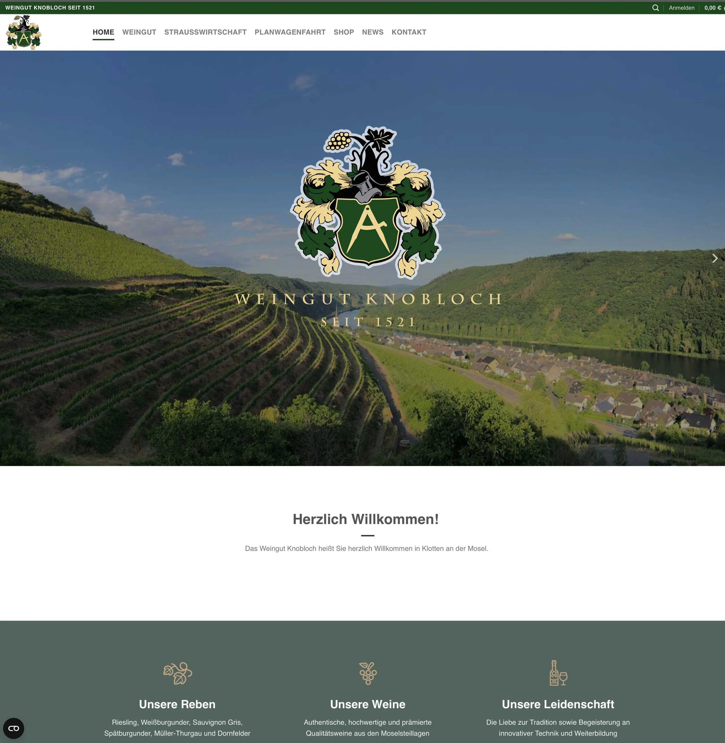 ReDesign der Webseite moselweingut-knobloch.de inklusive neuem OnlineShop