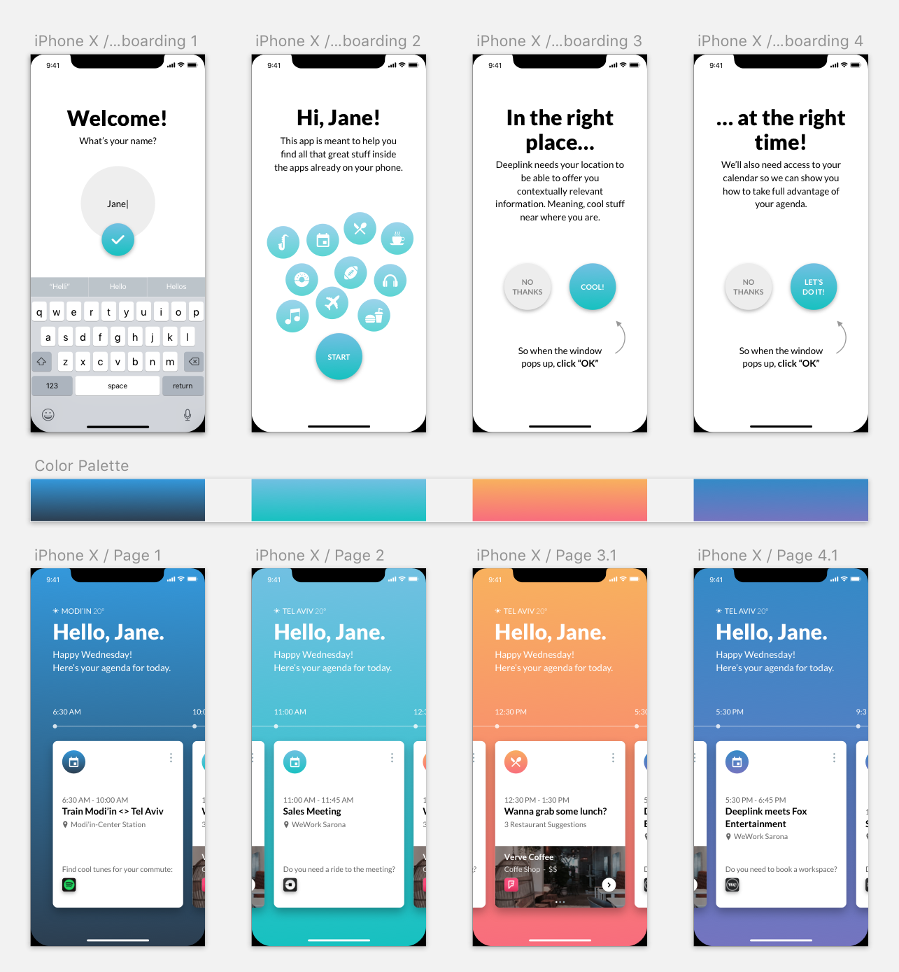 Concierge app mockups and prototype