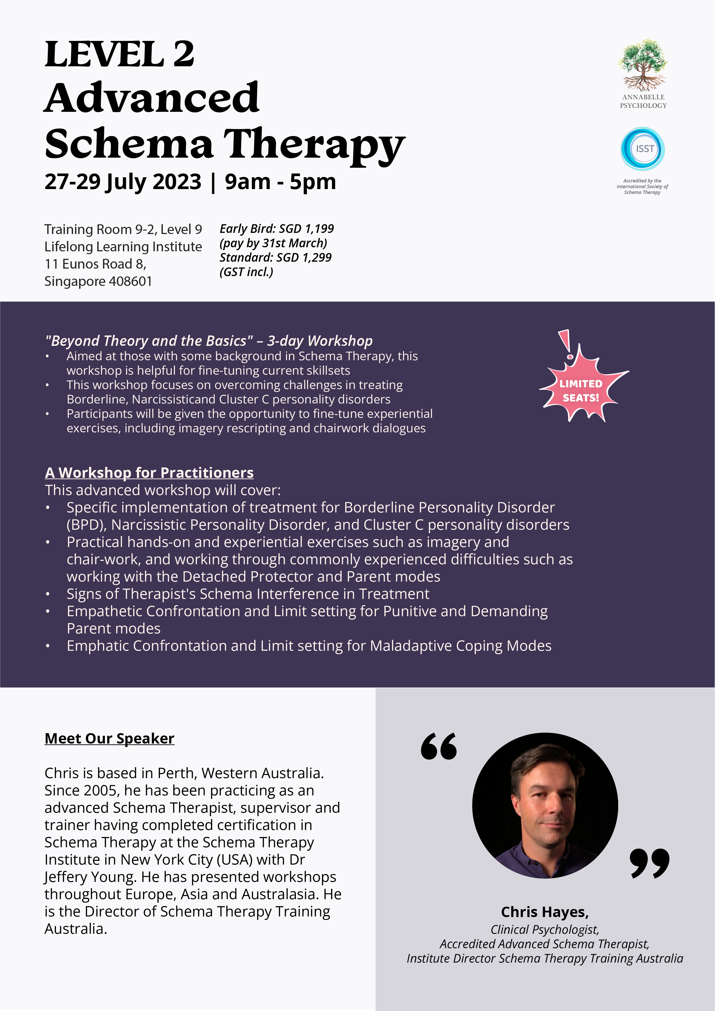 [REGISTRATION CLOSED] 2023 Schema Therapy Level 2 - Advanced Schema Therapy Training (conducted by Chris Hayes)