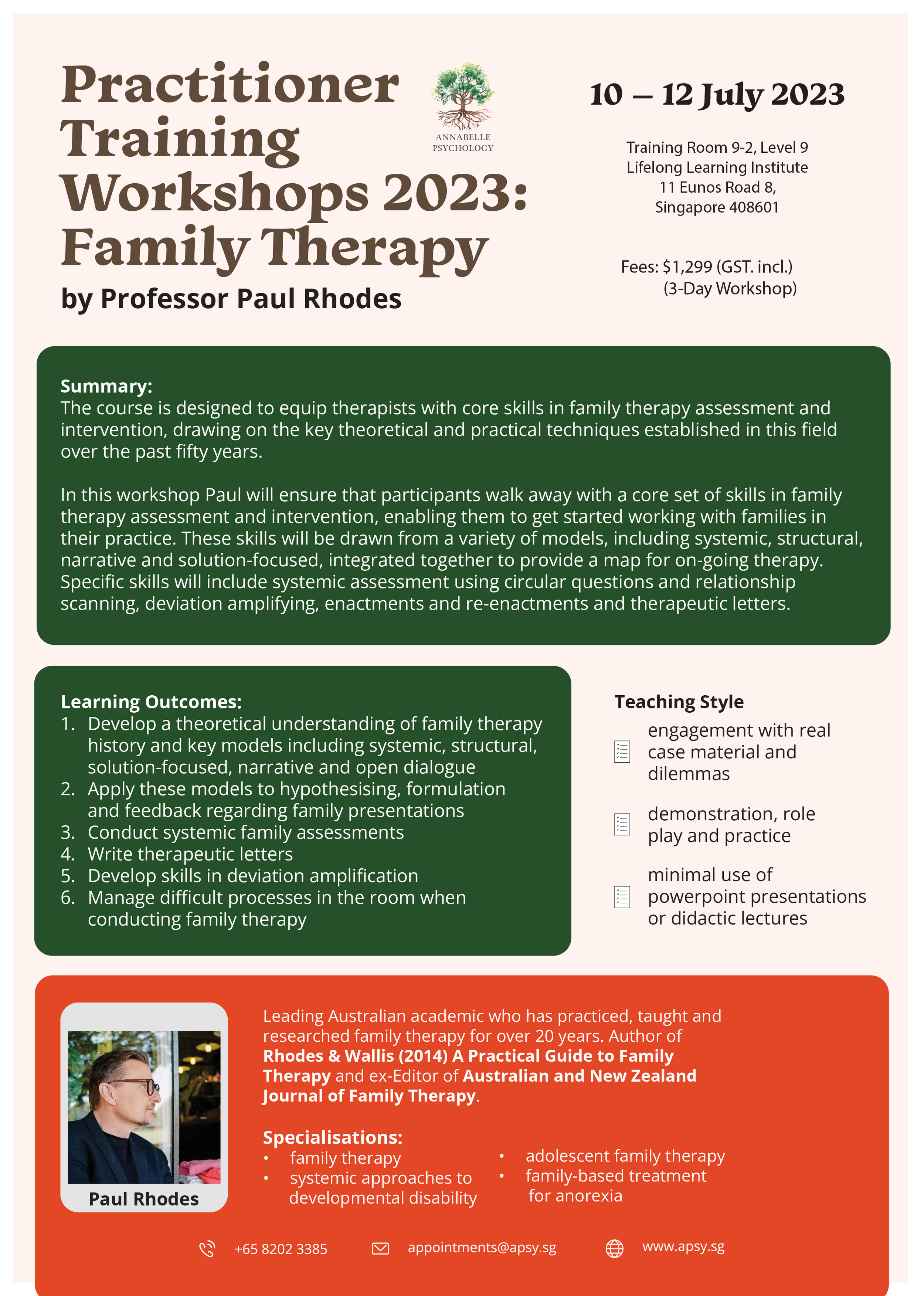 [CANCELLED] 2023 Family Therapy Practitioner Training (conducted by Professor Paul Rhodes)