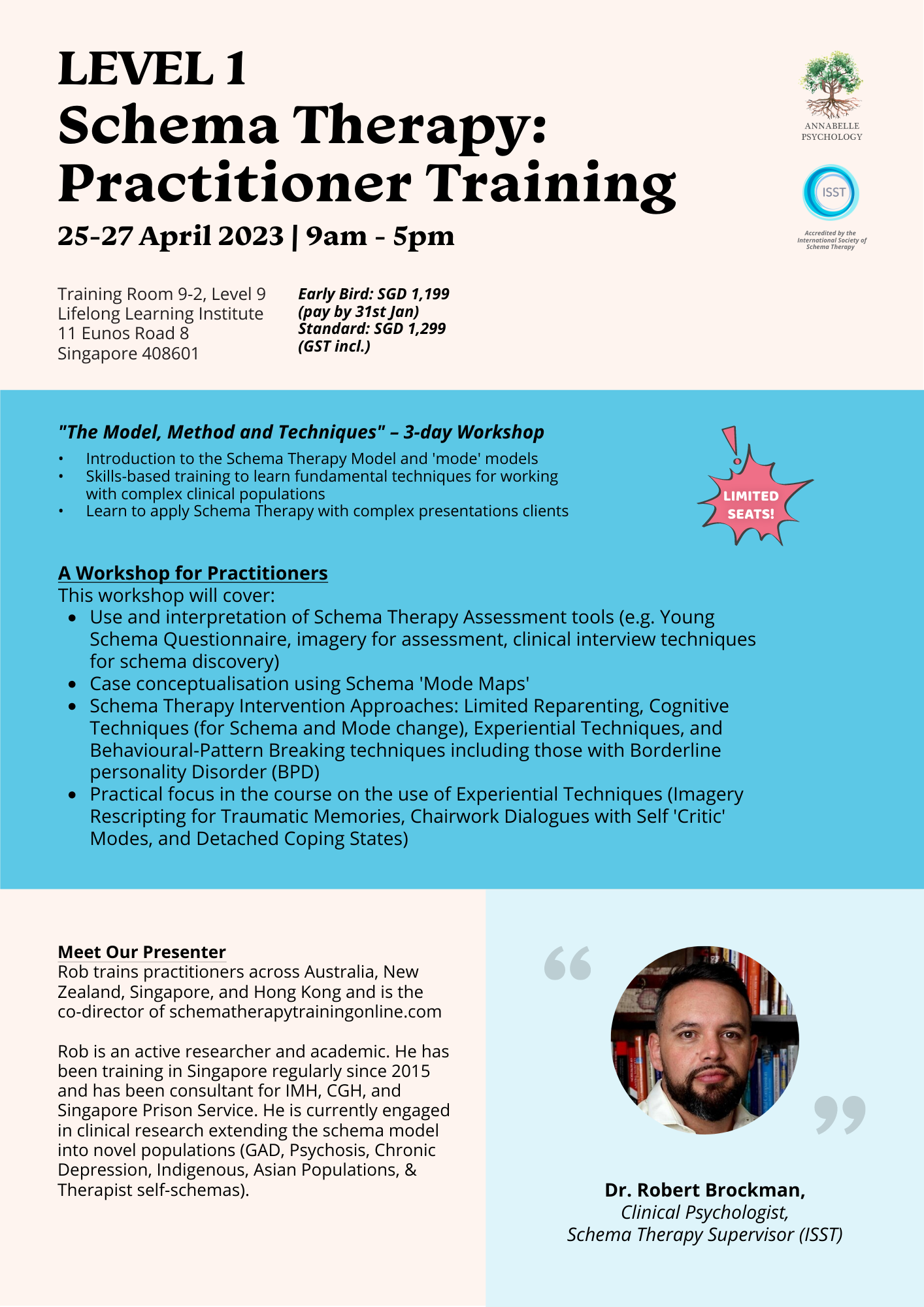 [REGISTRATION CLOSED] 2023 Schema Therapy Level 1 - Practitioner Training [conducted by Dr Rob Brockman (not a medical or dental qualification)]