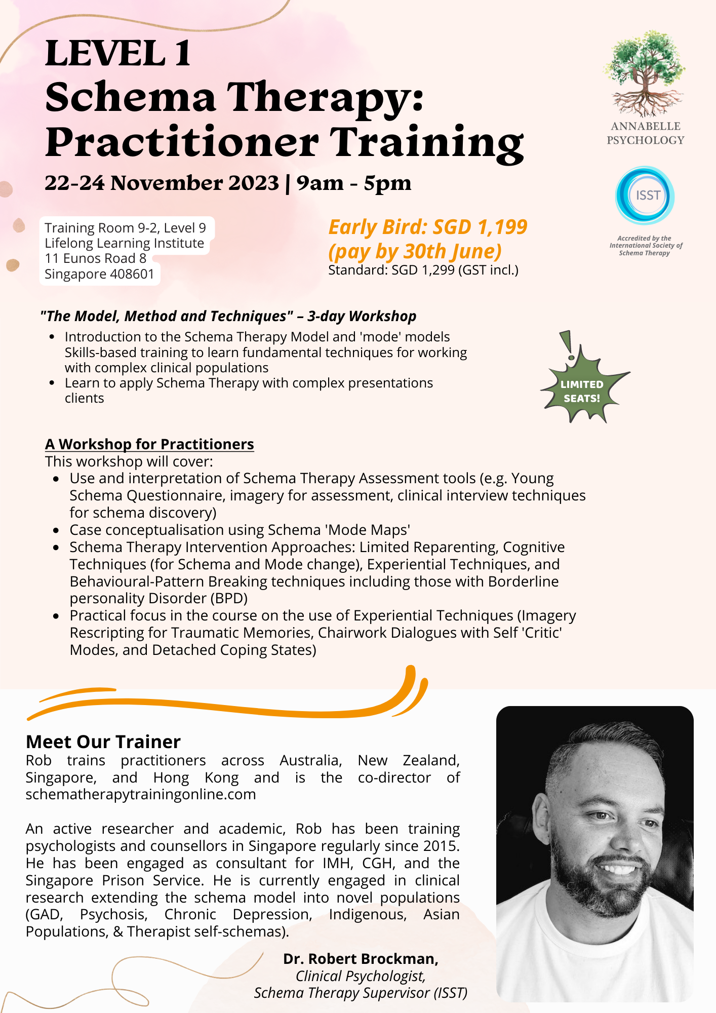 [REGISTRATION CLOSED] 2023 Schema Therapy Level 1 - Practitioner Training [conducted by Dr Rob Brockman (not a medical or dental qualification) ]