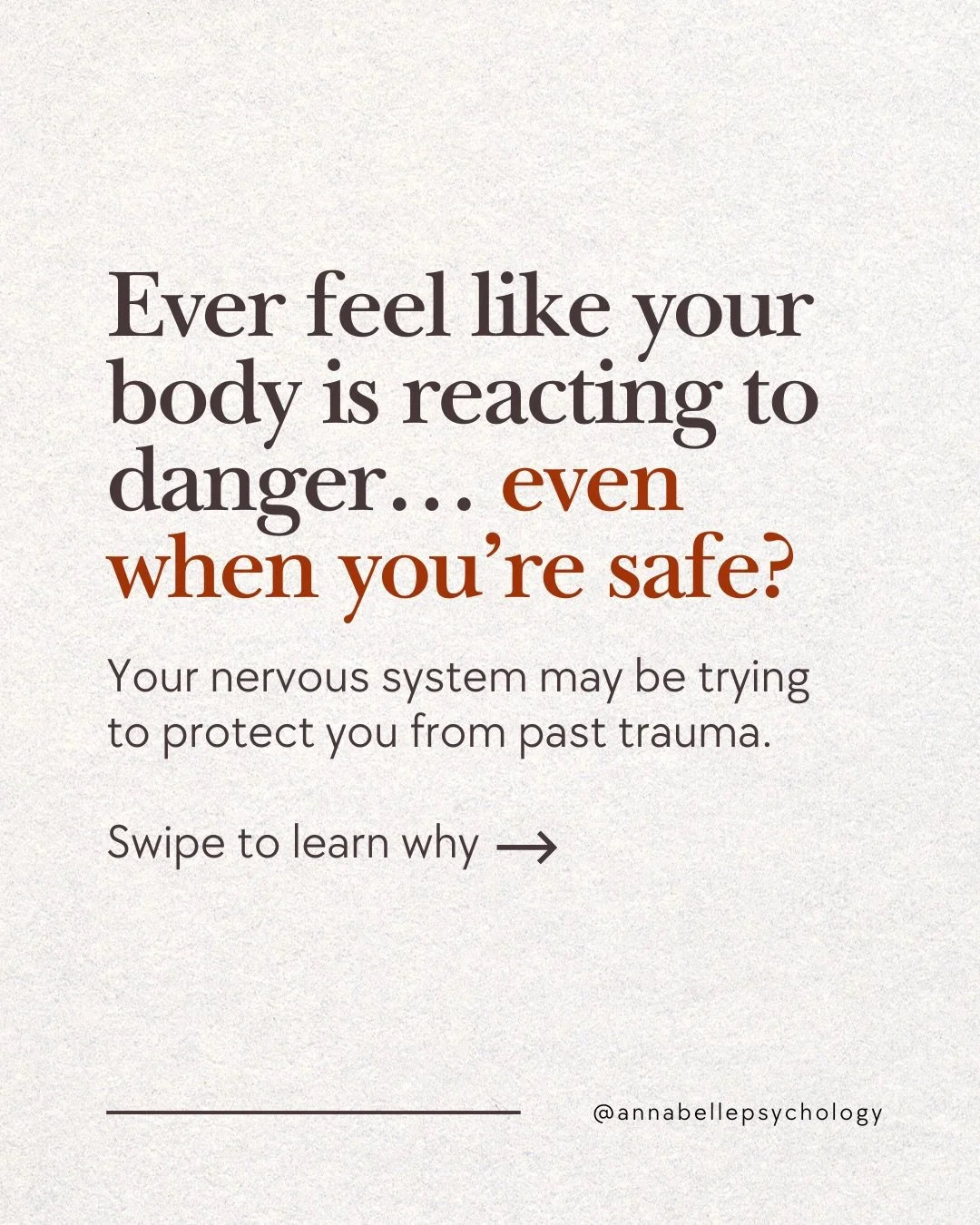 Ever feel tense, on edge, or like your body is reacting to danger&hellip; even when you&rsquo;re safe? 🫀
&nbsp;
Trauma can leave your nervous system on high alert, long after the threat has passed. It&rsquo;s not broken. It learned to protect you.
H