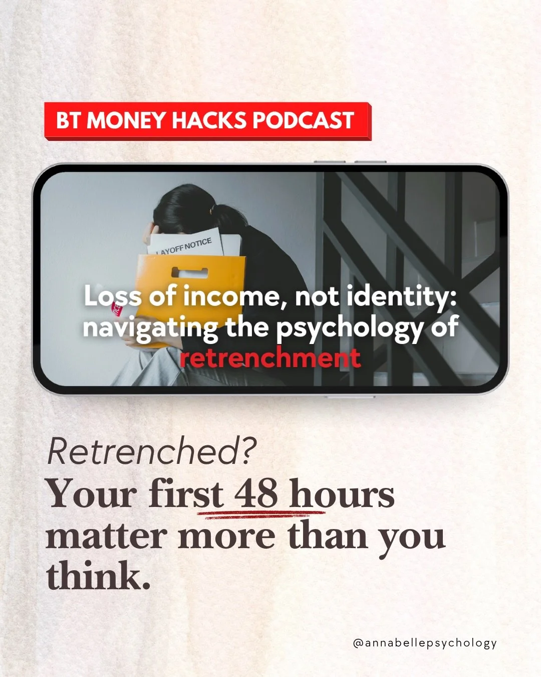 Retrenchment is stressful, but your first 48 hours can set the tone for financial and emotional stability.
&nbsp;
Dr Annabelle Chow advises pausing before making permanent decisions, prioritising essentials, protecting long-term savings, and separati