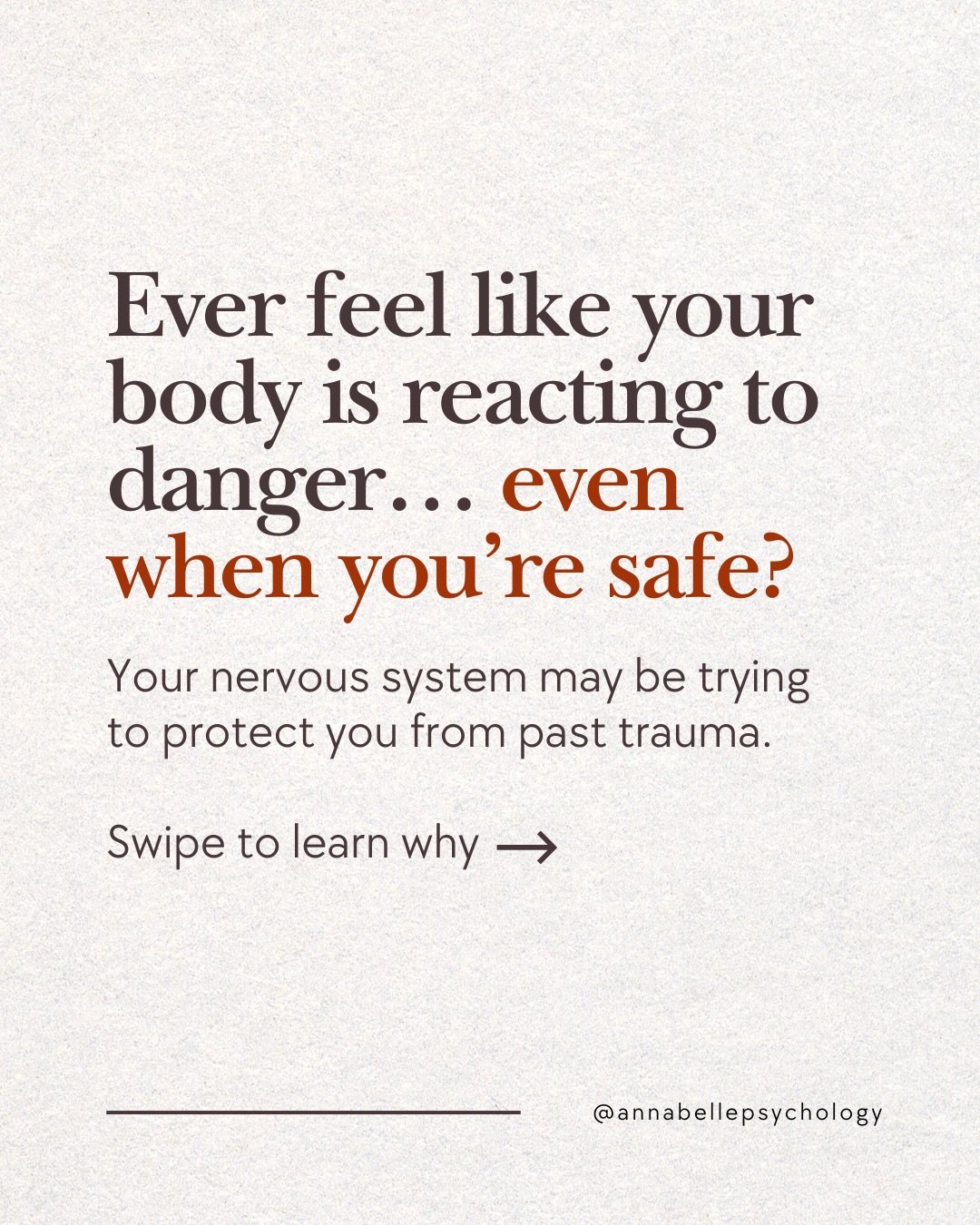 Ever feel tense, on edge, or like your body is reacting to danger&hellip; even when you&rsquo;re safe? 🫀
&nbsp;
Trauma can leave your nervous system on high alert, long after the threat has passed. It&rsquo;s not broken. It learned to protect you.
H
