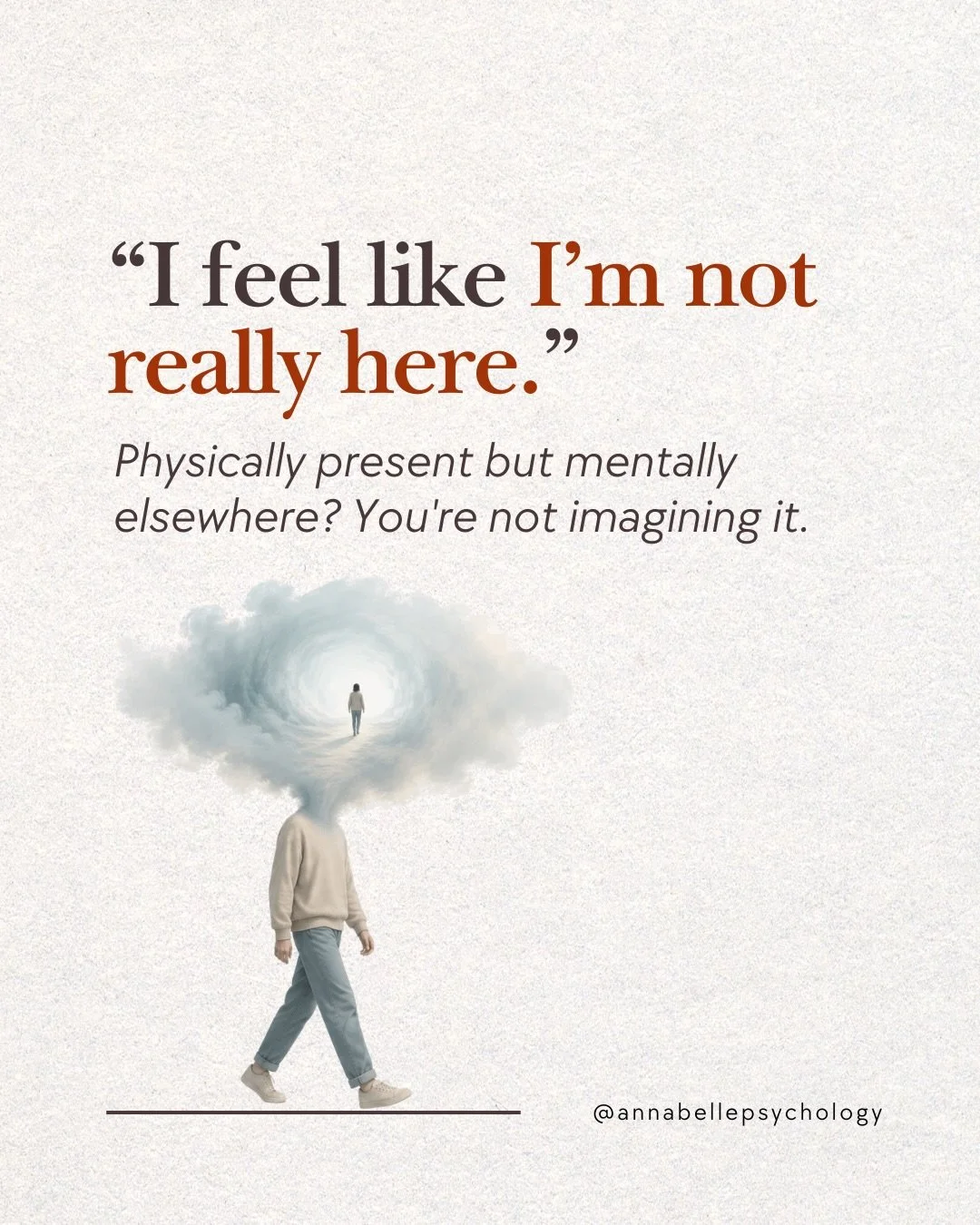 &ldquo;𝙄 𝙛𝙚𝙚𝙡 𝙡𝙞𝙠𝙚 𝙄&rsquo;𝙢 𝙣𝙤𝙩 𝙧𝙚𝙖𝙡𝙡𝙮 𝙝𝙚𝙧𝙚.&rdquo;
&nbsp;
Dissociation can happen to anyone; zoning out in a meeting, getting lost in a movie, or driving home without remembering the journey. But when it starts feeling like 