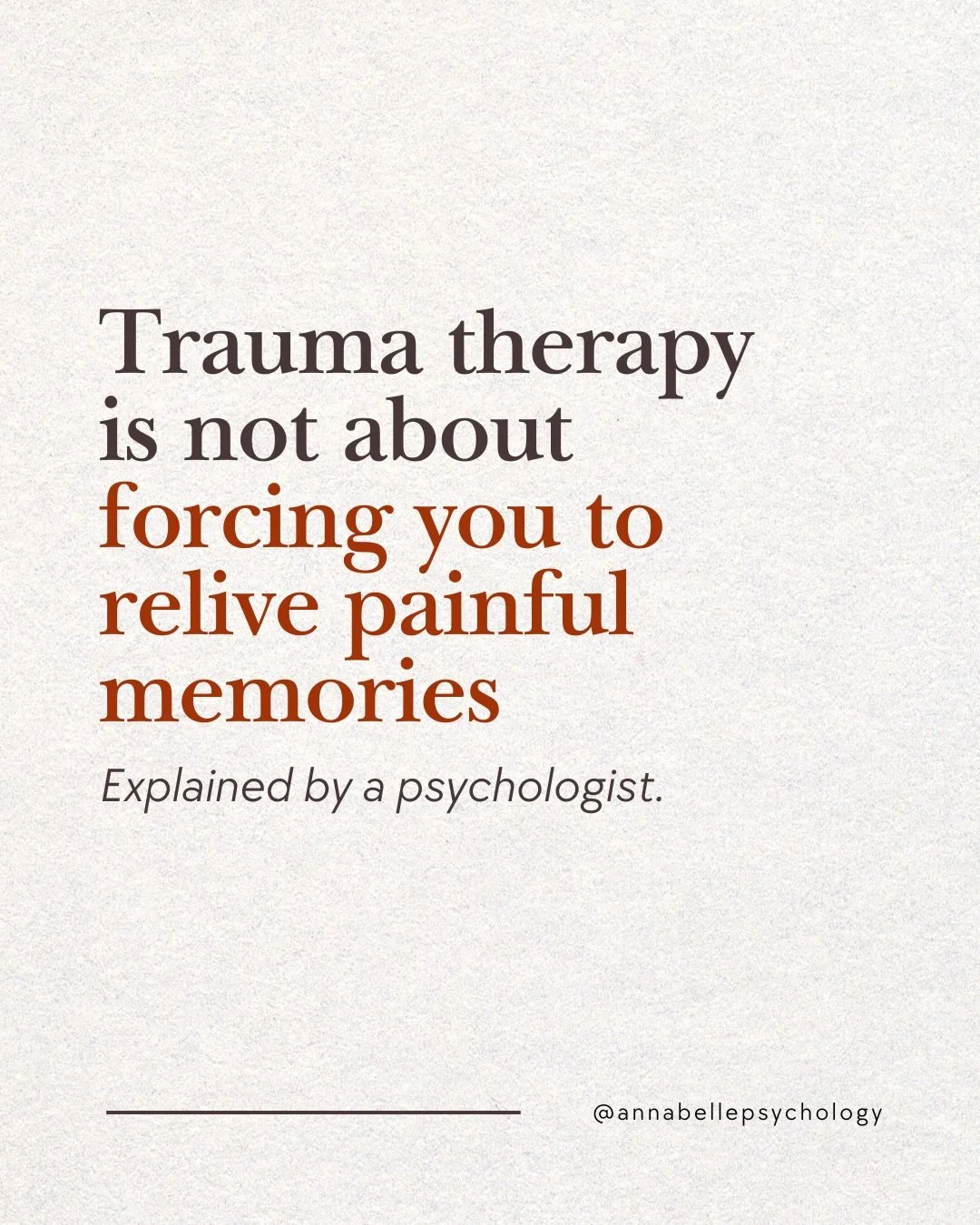 Many people worry that trauma therapy means reliving every painful memory immediately. It doesn&rsquo;t. 💛
&nbsp;
Trauma-informed therapy is about safety, trust, and choice. You can start where it feels manageable&mdash;your body, triggers, emotions