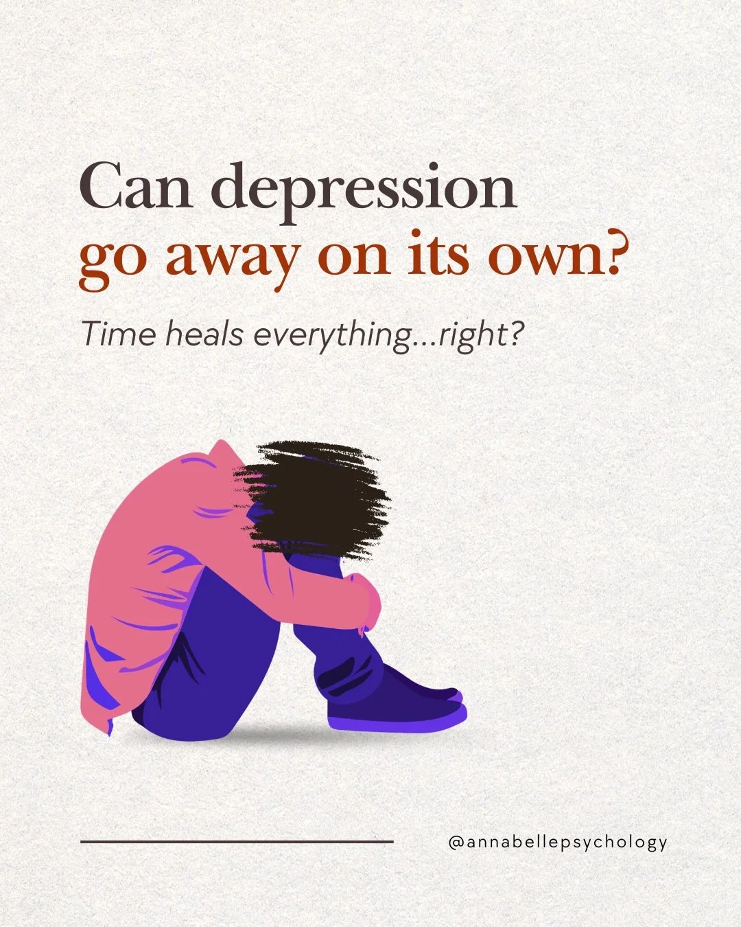 Sometimes, a brief period of low mood may ease with time, rest and support. Depression, however, can persist, worsen or return, even when circumstances improve.
𝗧𝗵𝗮𝘁 𝗶𝘀 𝘄𝗵𝘆 𝘀𝗶𝗺𝗽𝗹𝘆 𝘄𝗮𝗶𝘁𝗶𝗻𝗴 𝗺𝗮𝘆 𝗻𝗼𝘁 𝗮𝗹𝘄𝗮𝘆𝘀 𝗯𝗲 𝗲𝗻𝗼𝘂