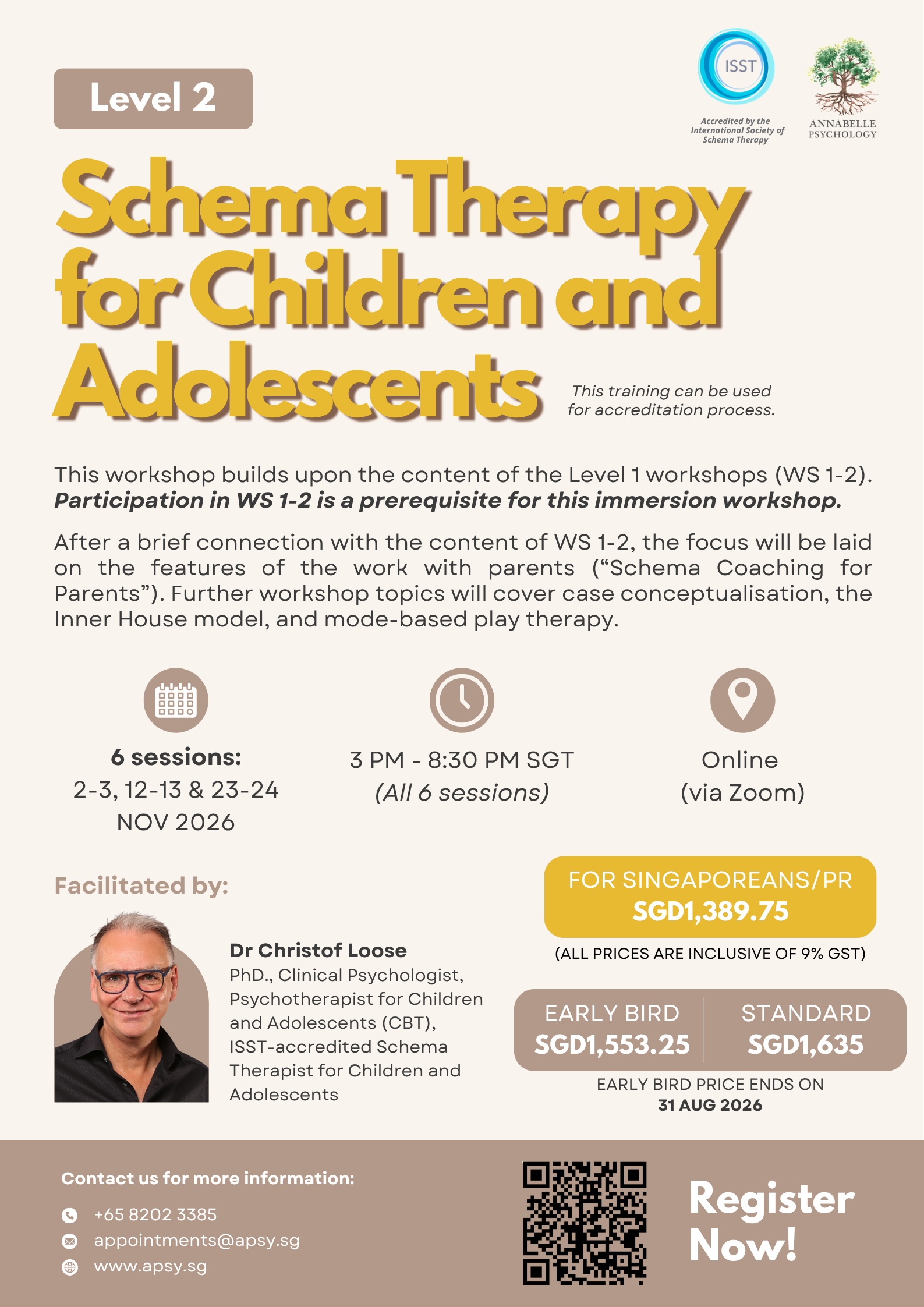 Level 2 Schema Therapy for Children and Adolescents with Dr Christof Loose 