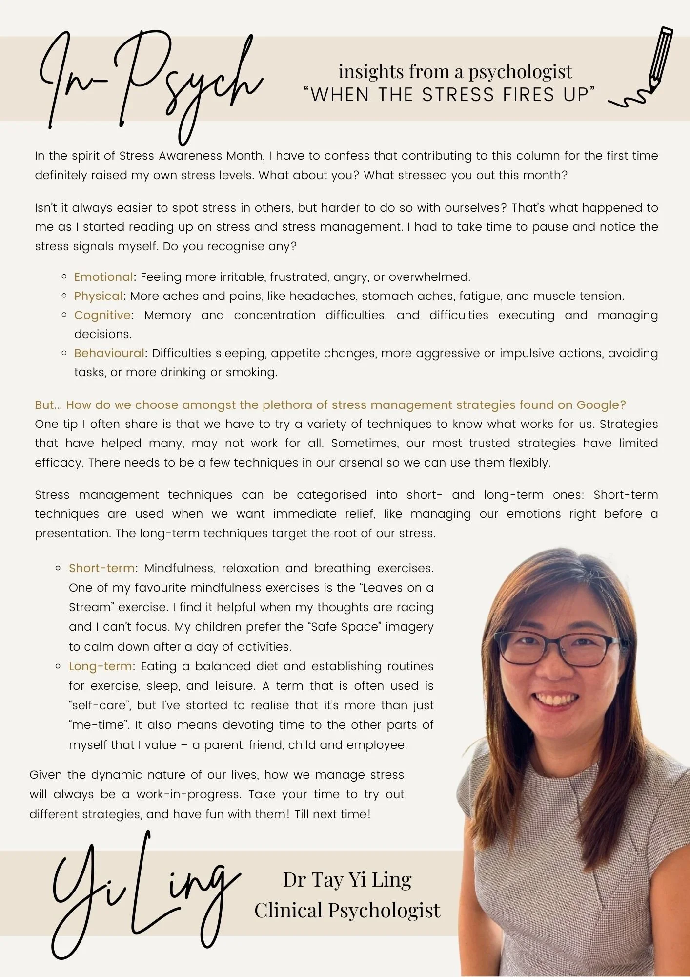 April Newsletter: A Battle Against Stress - Annabelle Psychology