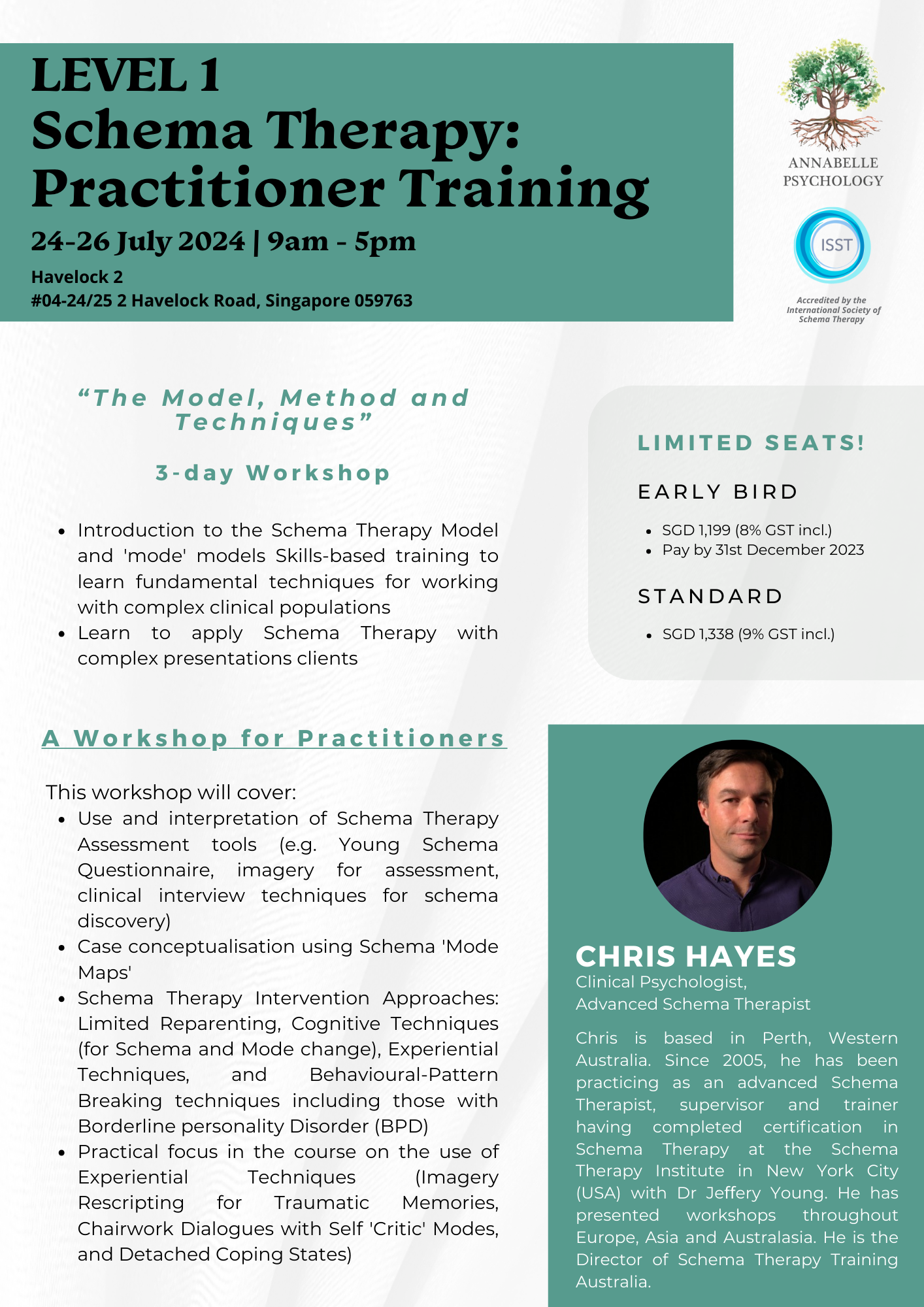 [REGISTRATION FULL] *Location Change* 2024 Schema Therapy Level 1 ...