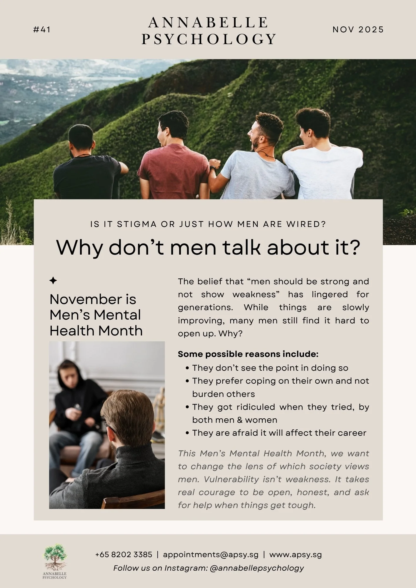 November Newsletter: Why Don't Men Talk About It?