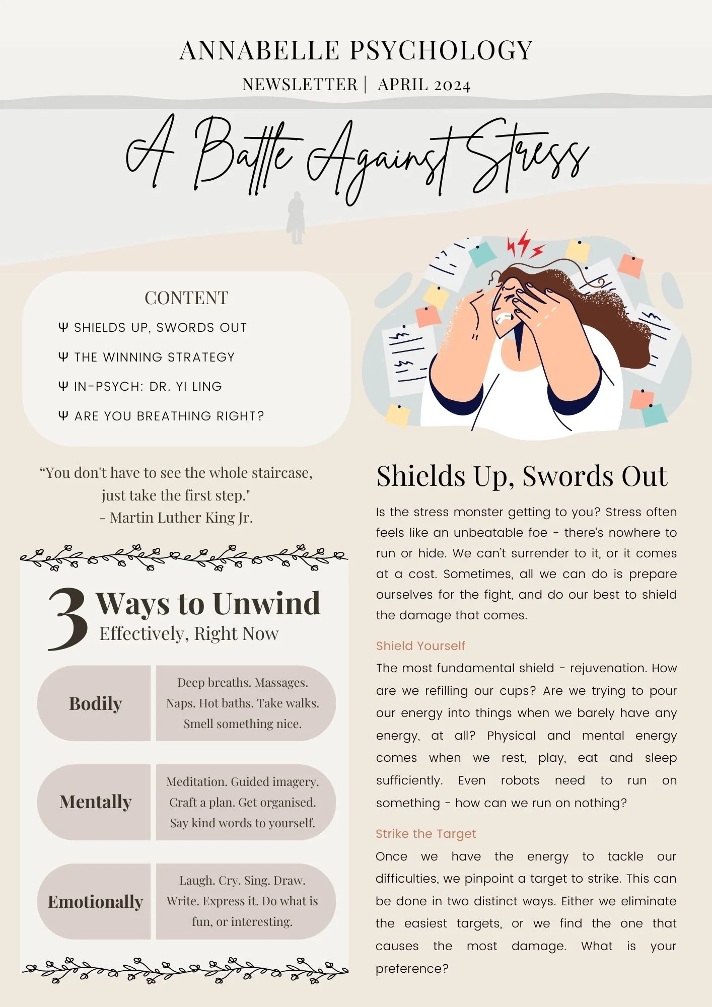 April Newsletter: A Battle Against Stress