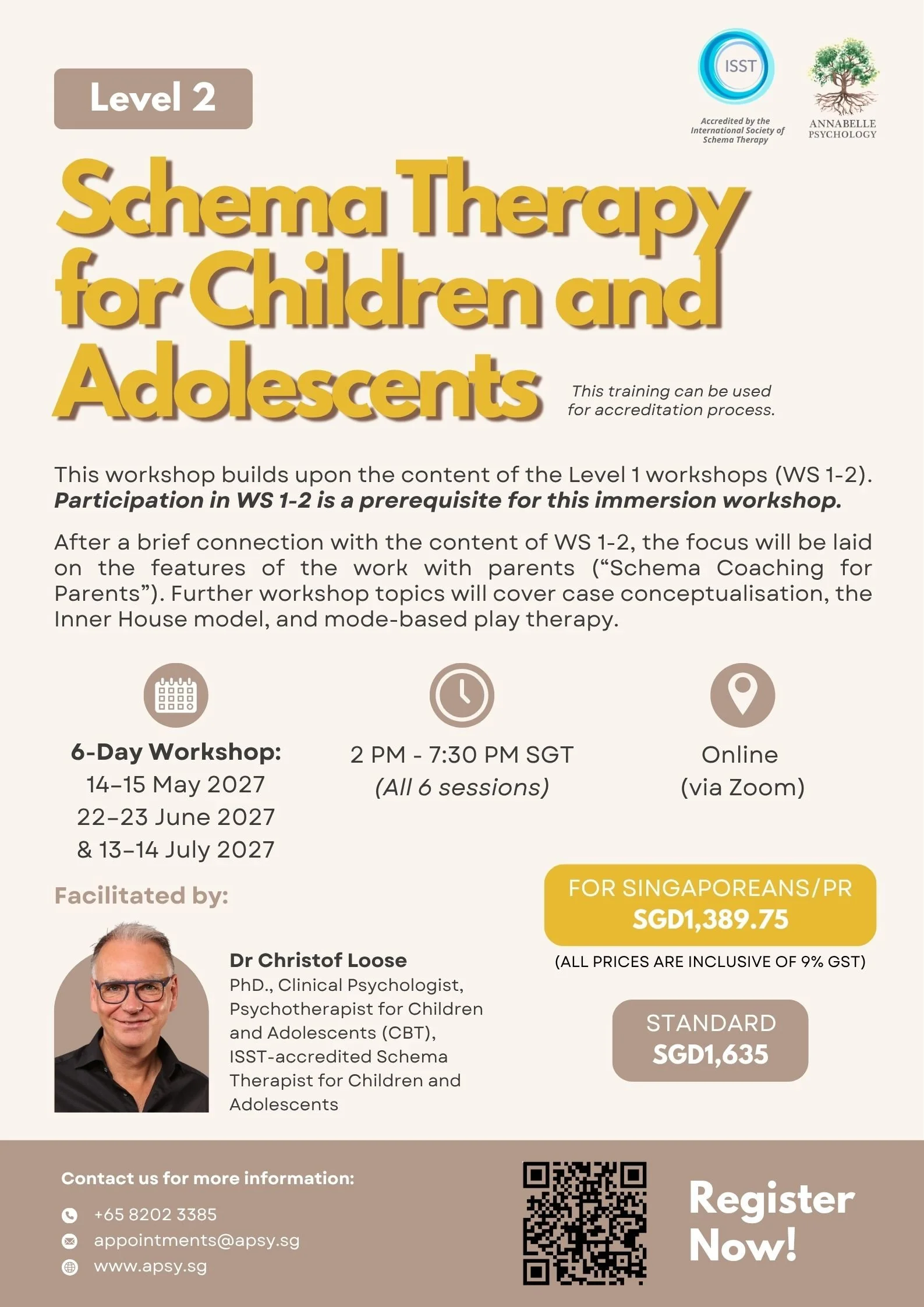 Level 2 Schema Therapy for Children and Adolescents with Dr Christof Loose 