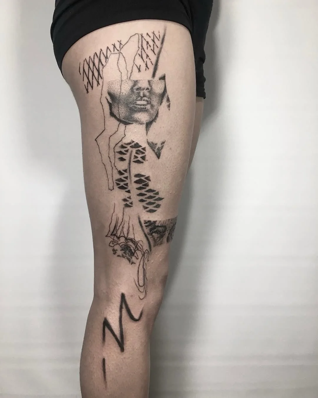 We always believe tattoos are more than decoration
@kris.ros.ink is exactly what we meant His work reads like a deconstructed self-portrait, surreal, layered, and deeply considered. 
The kind of piece you study, not just admire

Bookings via @krisros