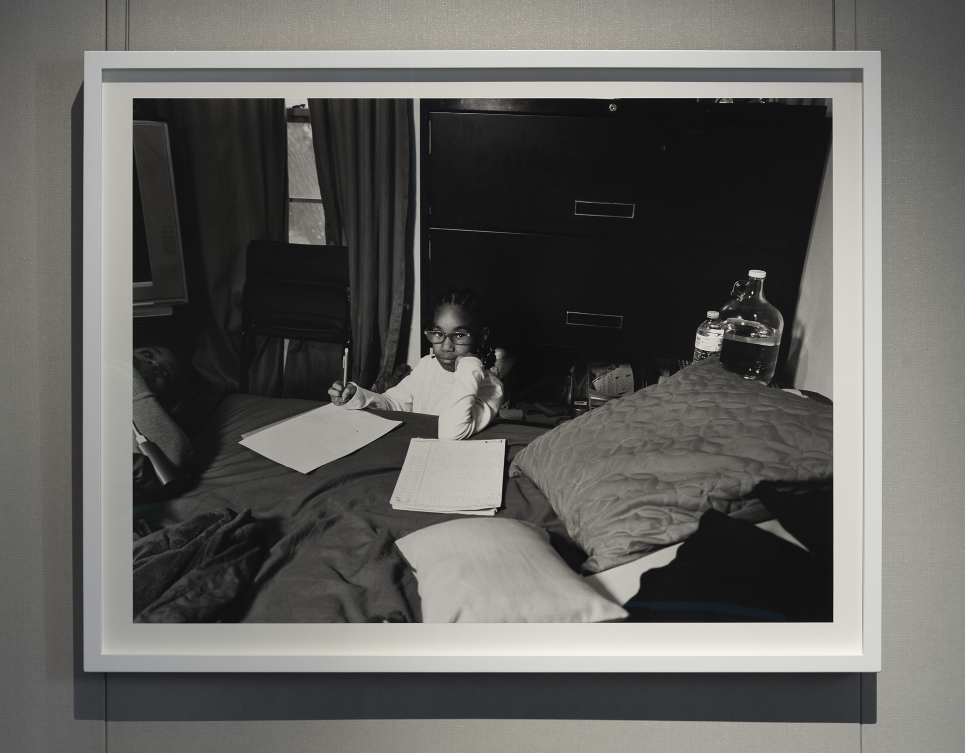 LaToya Ruby Frazier, Zion doing her math homework from the International Academy of Flint college preparatory Charter School (2016 – 2017)