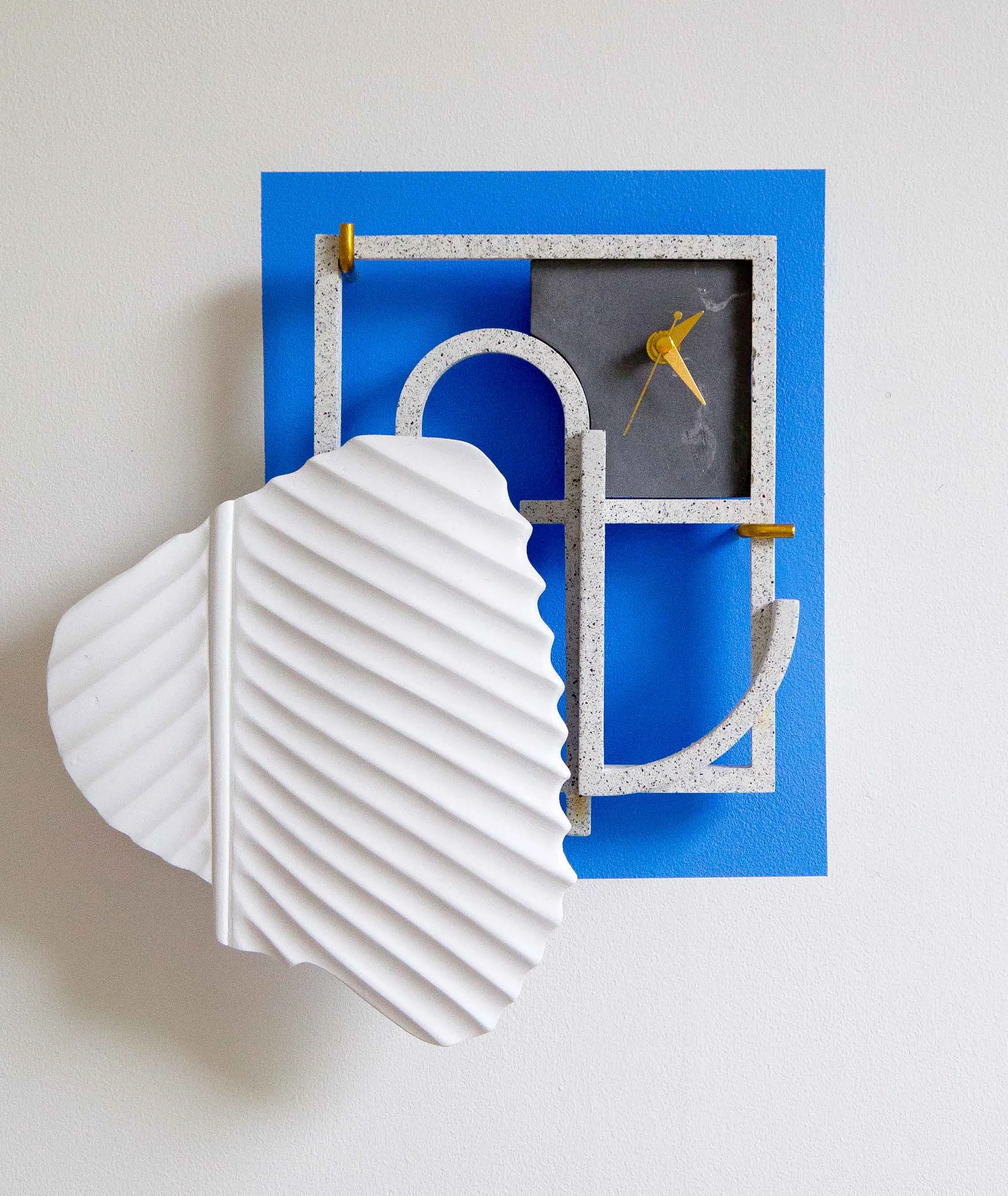   Lullaby , 2015 Jesmonite, brass, plaster, paint, clock mechanism 