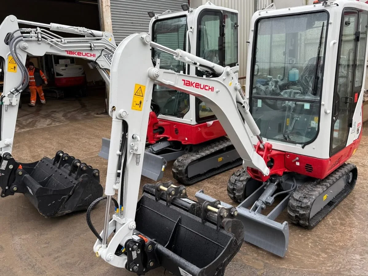 New Takeuchi Pick Up for returning company Temp Plant in Barnoldswick, Takeuchi TB325R and TB216 fully loaded with Hill Hydraulic hitches and now with 5 years Takeuchi Fleet Management as standard

Many Thanks once again Stephen and Richard really ap
