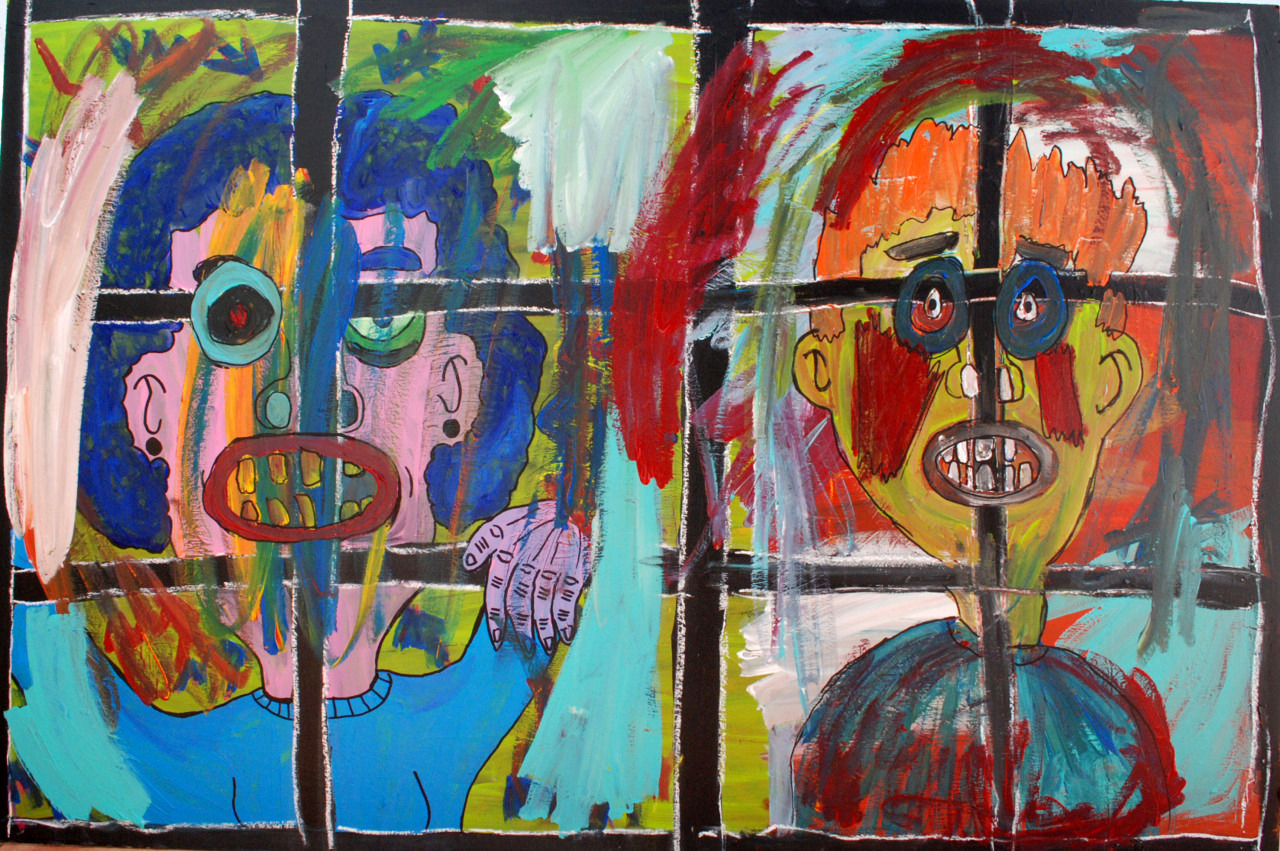   “Mood Prisions” , 2012   Acrylic paint and pastel on wood, 130 x 90 cm 