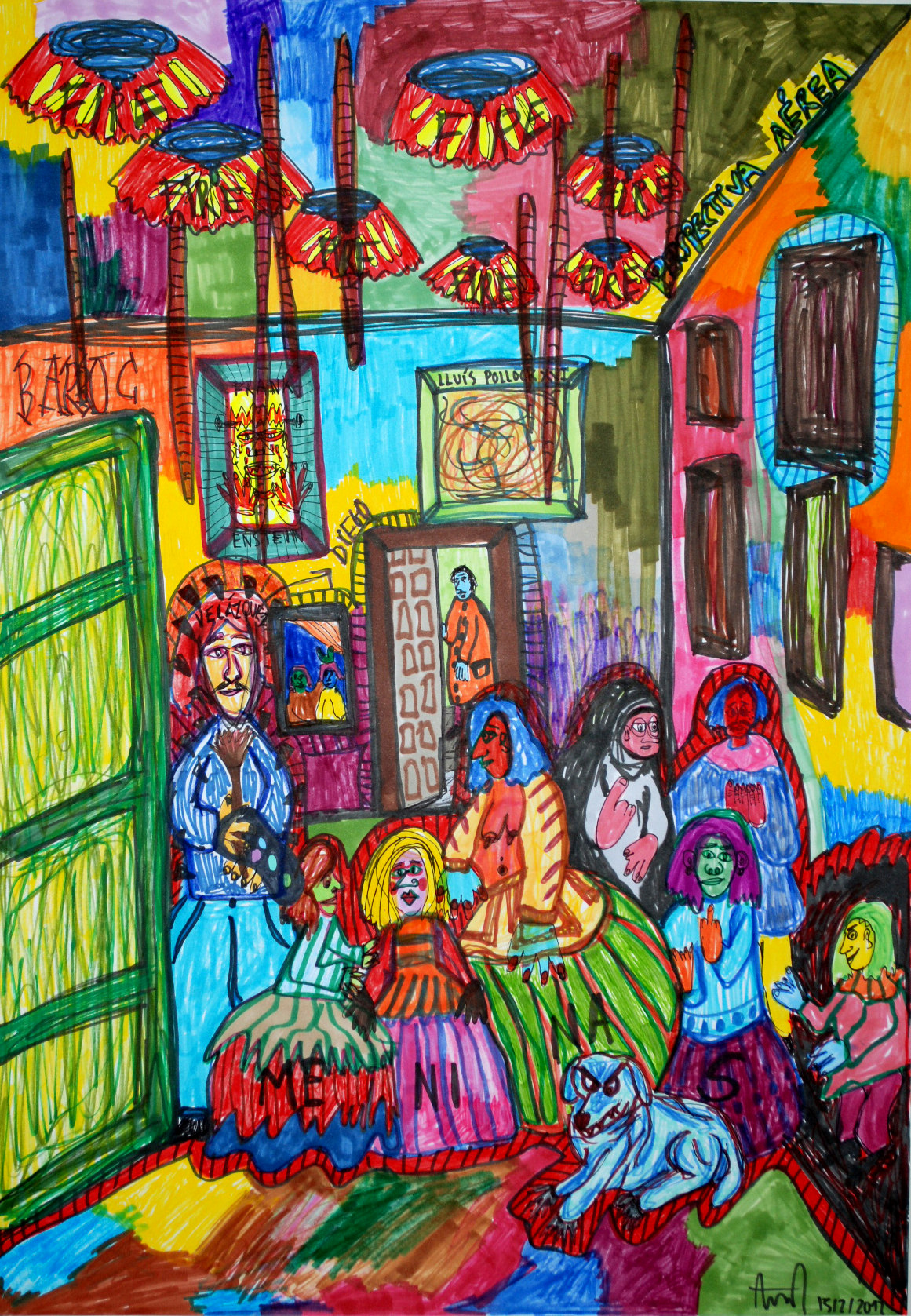    “Las Meninas” , 2012   Marker on paper, 42 x 59.4 cm 