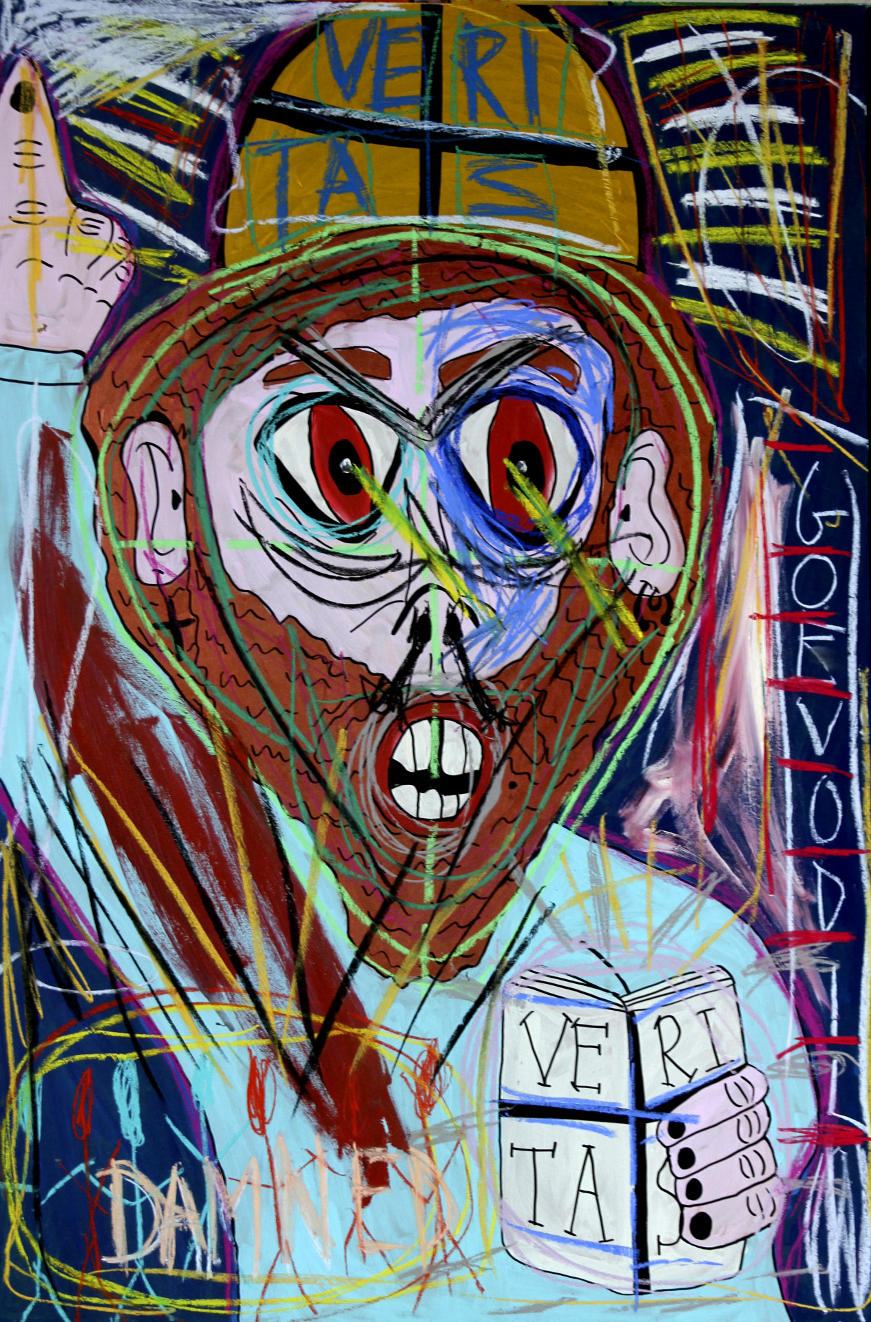    “Myself as Pantocrator” , 2013   Acrylic paint and pastel on wood, 90 x 130 cm 