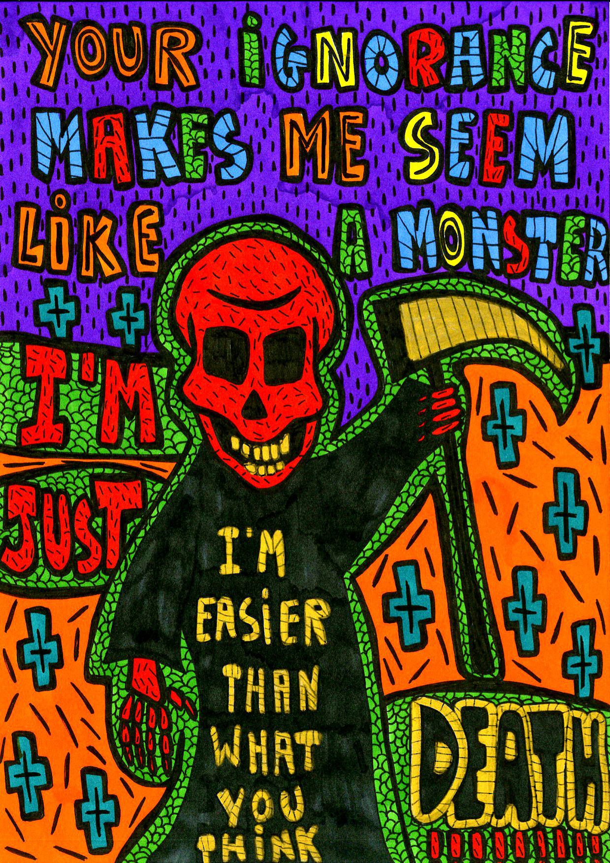    “I am just Death!!!” , 2013   Marker on paper, 21 x 29.7 cm 