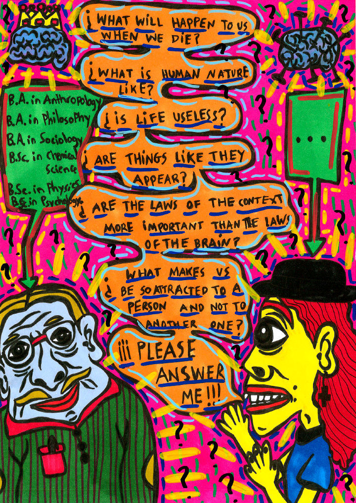 “Myself trying that a wise man solves my life...” , 2013 Marker on paper, 21 x 29.7 cm