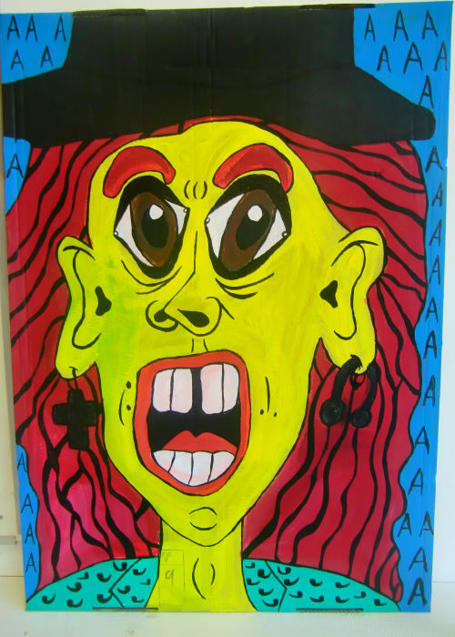    “Self-portrait in boxes” , 2013   Posca marker on cardboard, 80 x 125 cm 