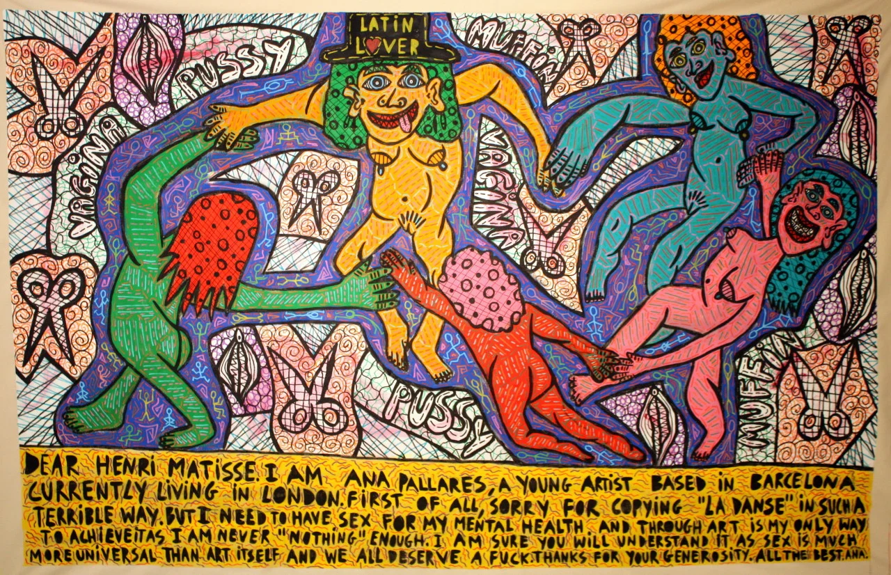 “Letter to Herni Matisse” , 2016 Acrylic paint and Posca marker on canvas, 200 x 180 cm
