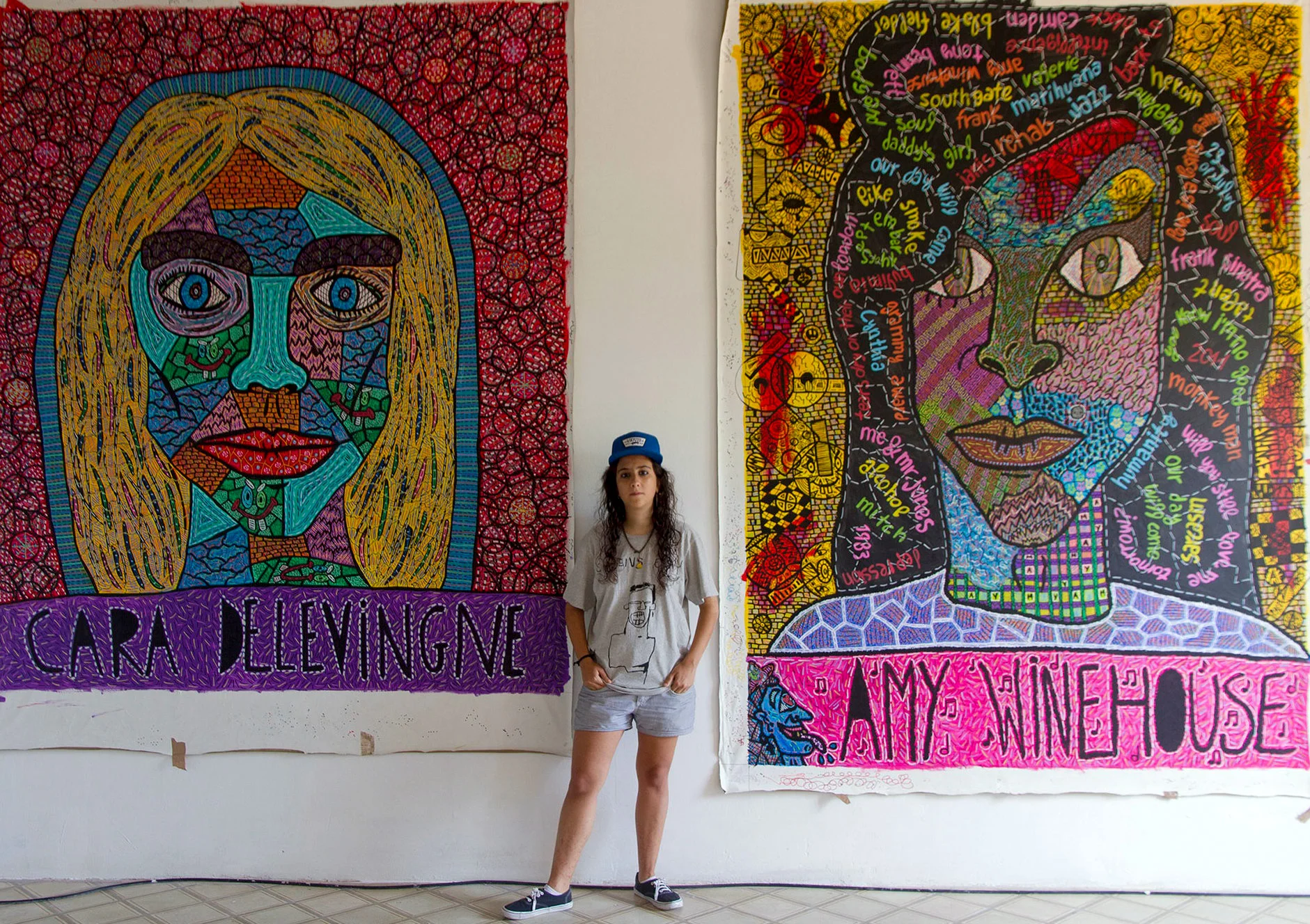 Portraits “Cara Delevingne” and “Amy Winehouse” of Gallery Barcelona, 2015
