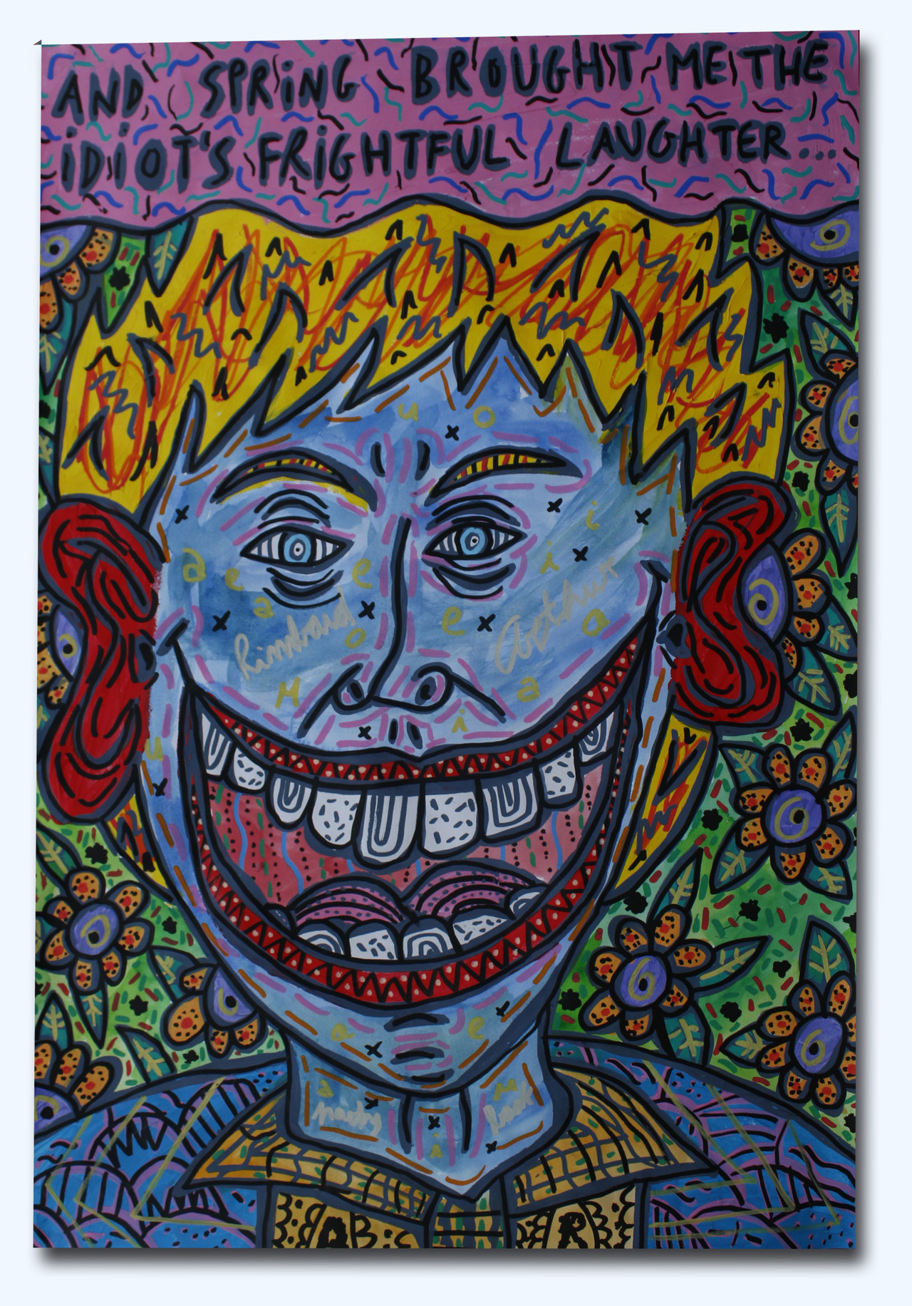    “And spring brought me the idiot's frightful laughter” , 2018   Acrylic and watercoulour paint and Posca marker on paper, 42 x 59.4 cm Private Collection 