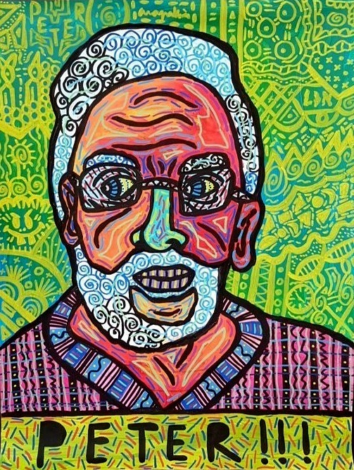    “Peter” , 2016   Acrylic paint and Posca marker on wood, 120 x 140 cm Private Collection 