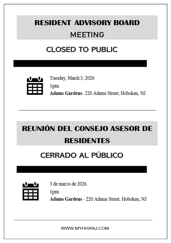 Resident Advisory Board Meeting/Reunion de la Junta Asesora de Residentes