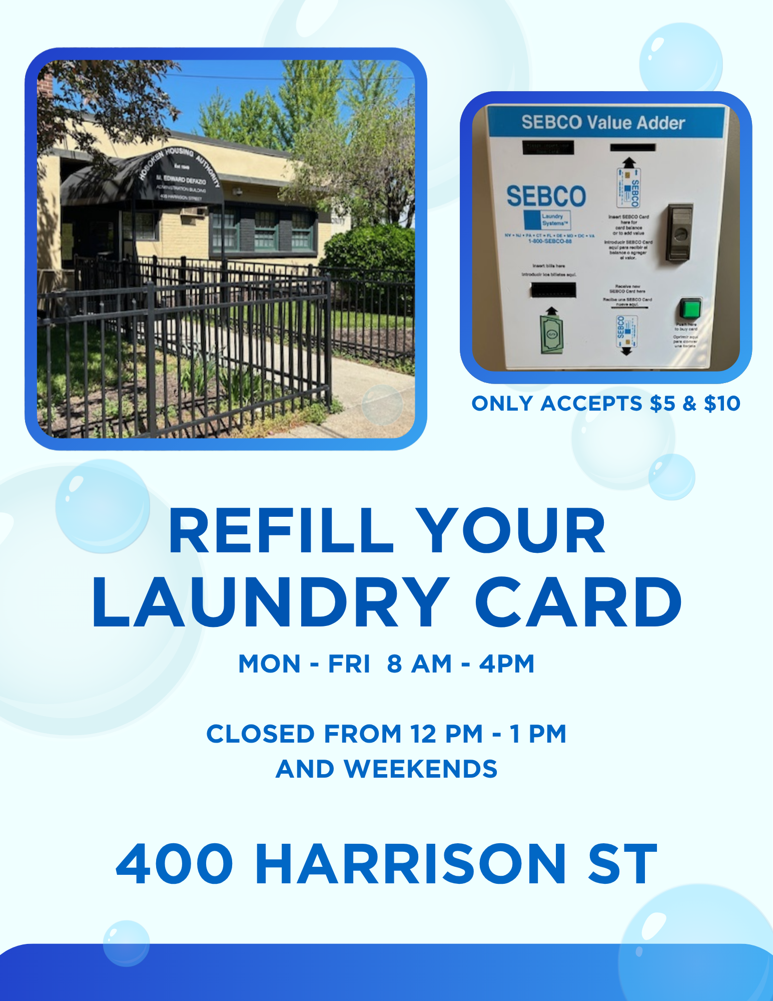 Refill Your Laundry Card / Recarga tu tarjeta de lavanderia