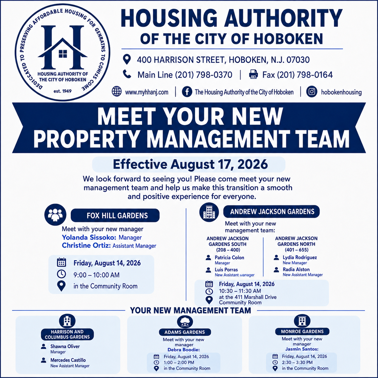 Meet your Property Management Team / Le presentamos a su equipo de gestión
