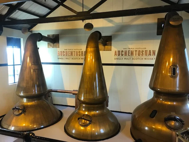 Auchentoshan’s three (and only) pot stills for their triple distilled whisky