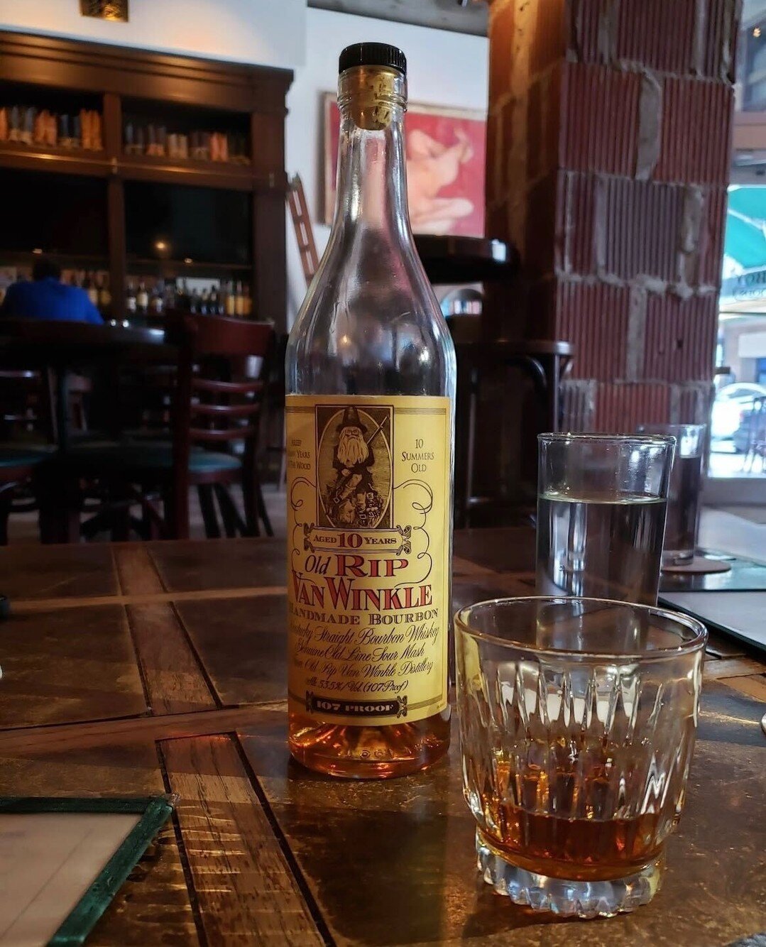 An afternoon tipple with the almost mythical 10 yr Old Rip Van Winkle - one of the world's highest-rated and rarest whiskeys in the world. ⁠
⁠
Pull up a stool and have a taste!⁠