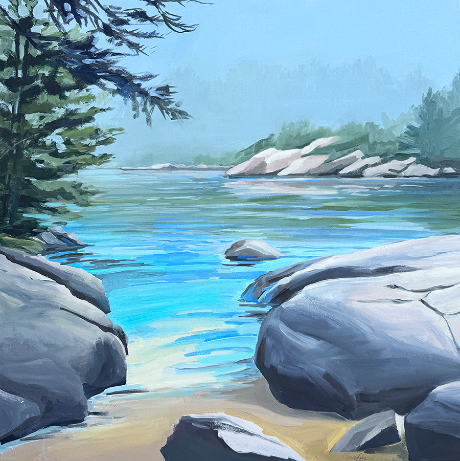 Sand Beach oil on canvas, 30×30 inches, framed