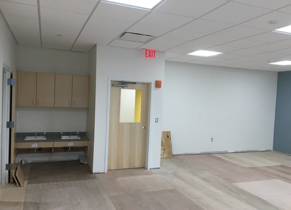 First Floor Classroom- New Cabinets, Sinks, Doors and More
