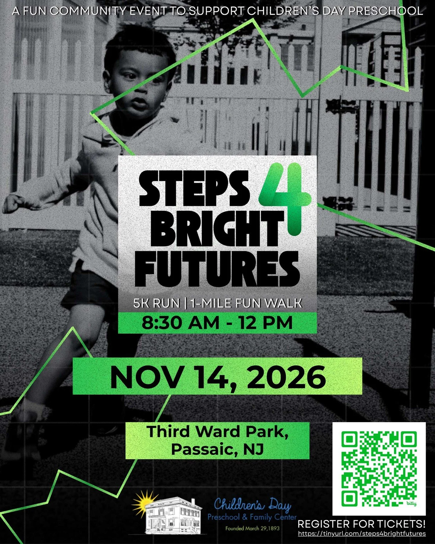 REGISTRATION IS NOW OPEN! 💚🏃

Join Children&rsquo;s Day Preschool &amp; Family Center for our Steps for Bright Futures 5K Run &amp; 1-Mile Family Walk on Saturday, November 14, 2026!

Whether you run, walk, participate virtually, or bring the famil