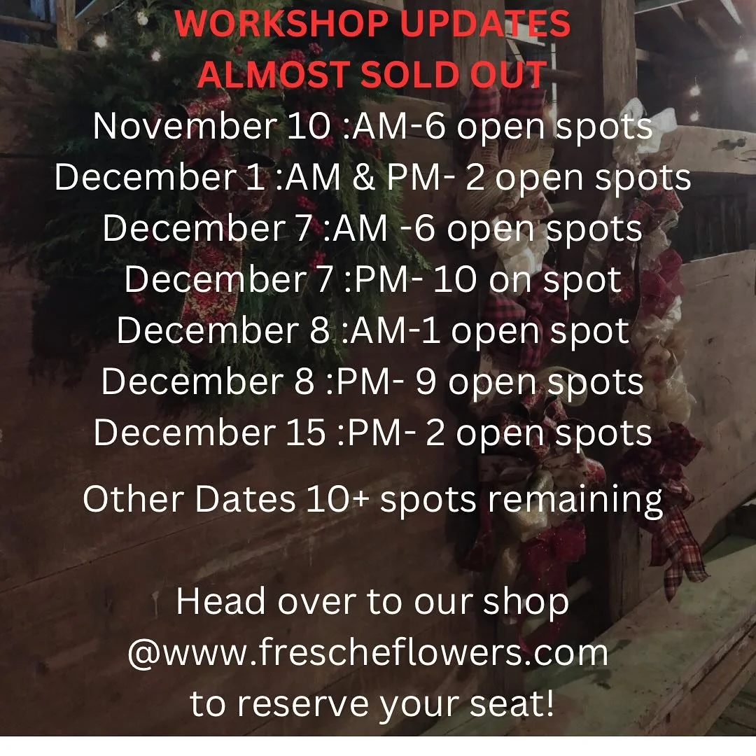 A few of our workshops are almost sold out&mdash; if you are looking to book a larger group consider the alternative dates and times to those in this post!  Can&rsquo;t wait to see our first crafters next month!