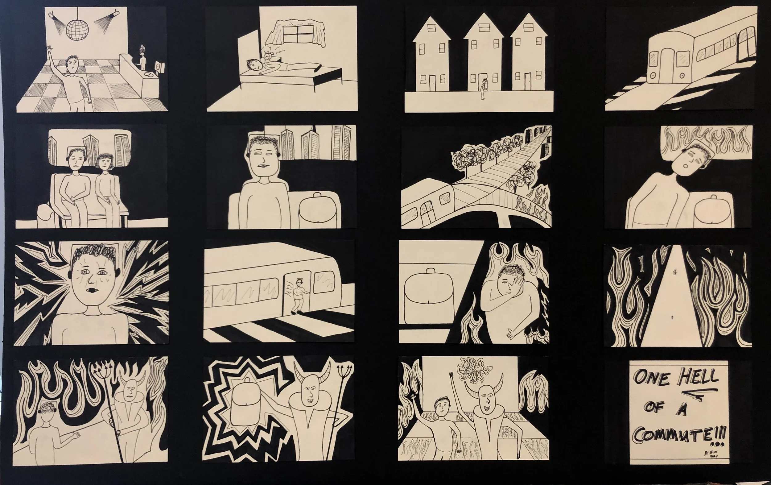 "One Hell of a Commute" Story Board