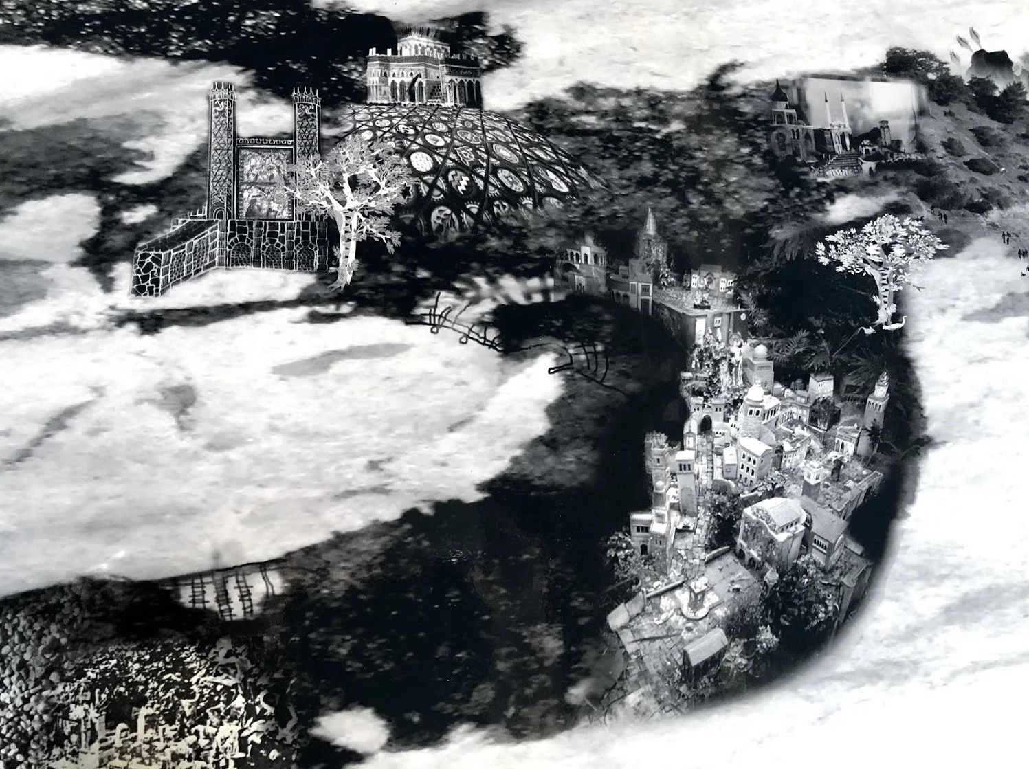 A close up view of the collage “You and I”.