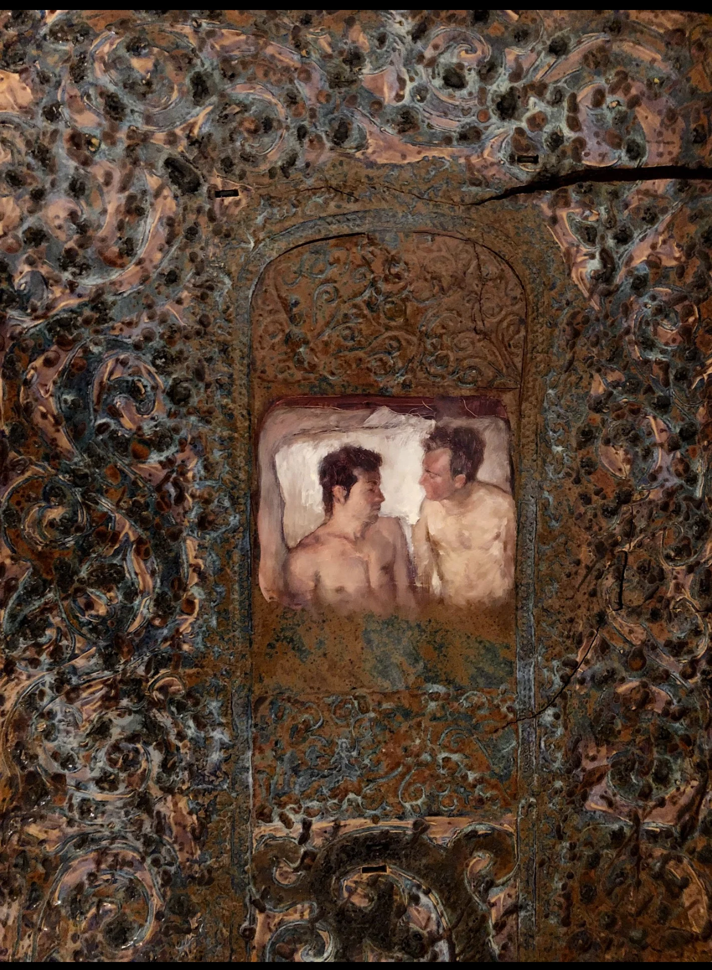 I painted this oil onto a ceramic panel that I’d sculpted and glazed.